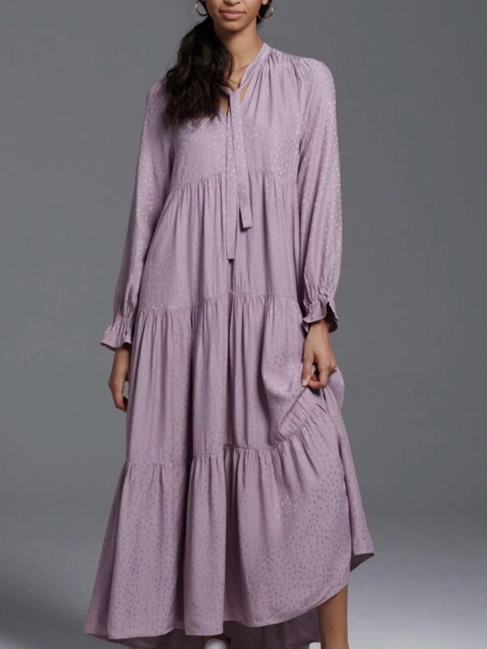 Anthropologie Maeve Dusty Lavender Wendy Tiered Maxi Dress NWT Size L